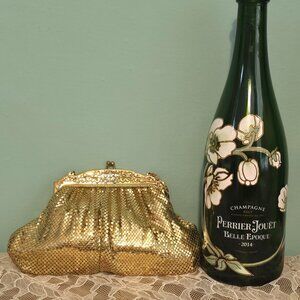 Whiting & Davis Vintage Gold‎ Mesh Bag w Rhinestones. MCM. Great Condition!